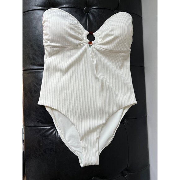 MELISSA ODABASH Barbuda Strapless Ribbed ivory Swimsuit size US 12 - Picture 5 of 10